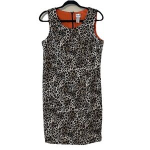 Chico's Leopard Print Sheath Y2K Dress Womens Sleeveless Zip Size 2 Large‎ 12